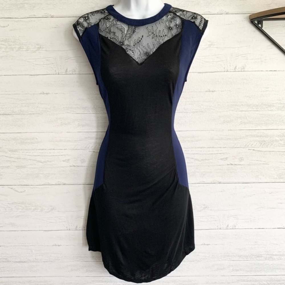 LAmade Black and Blue Lace Top Dress